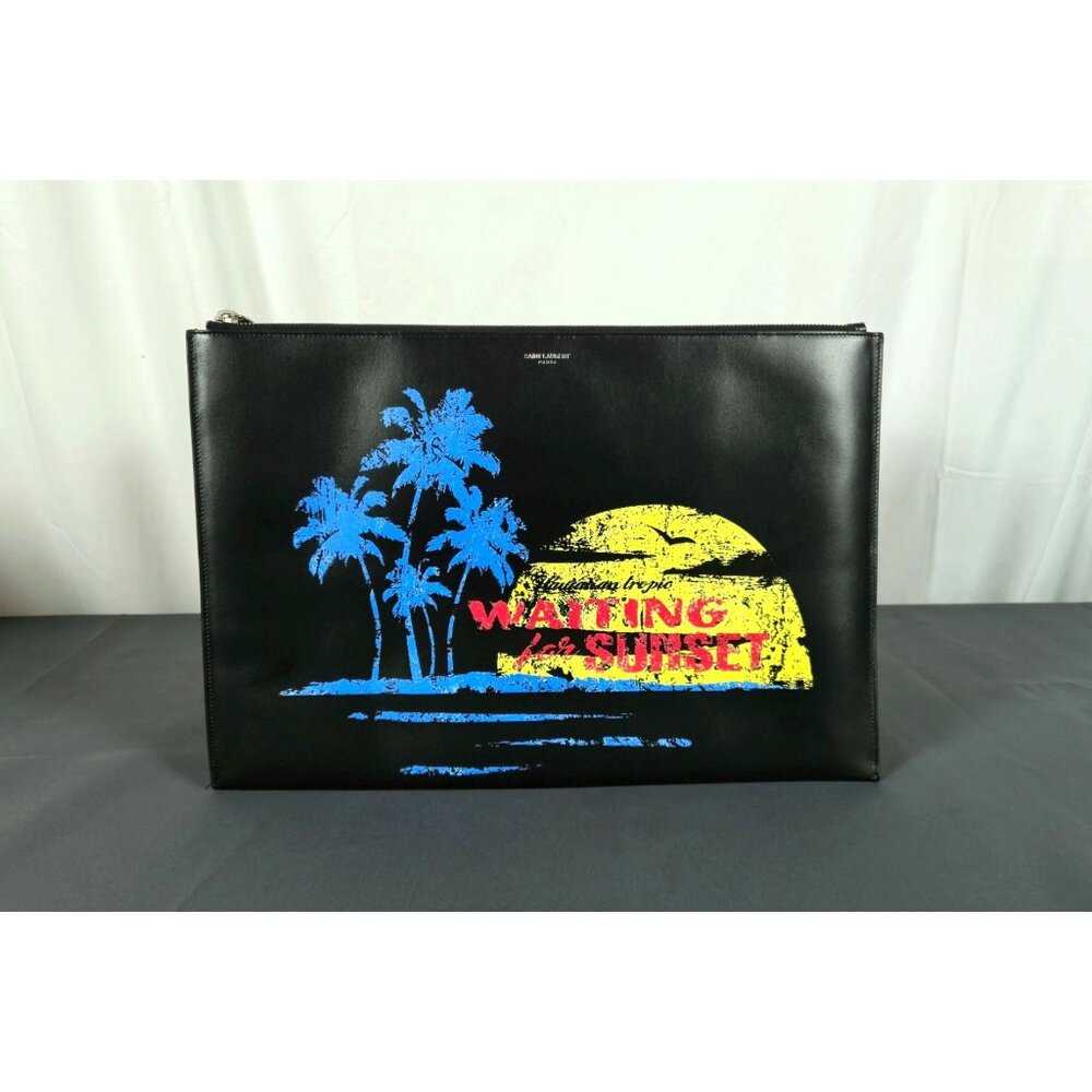 Saint Laurent Waiting For Sunset Black Leather Pouch